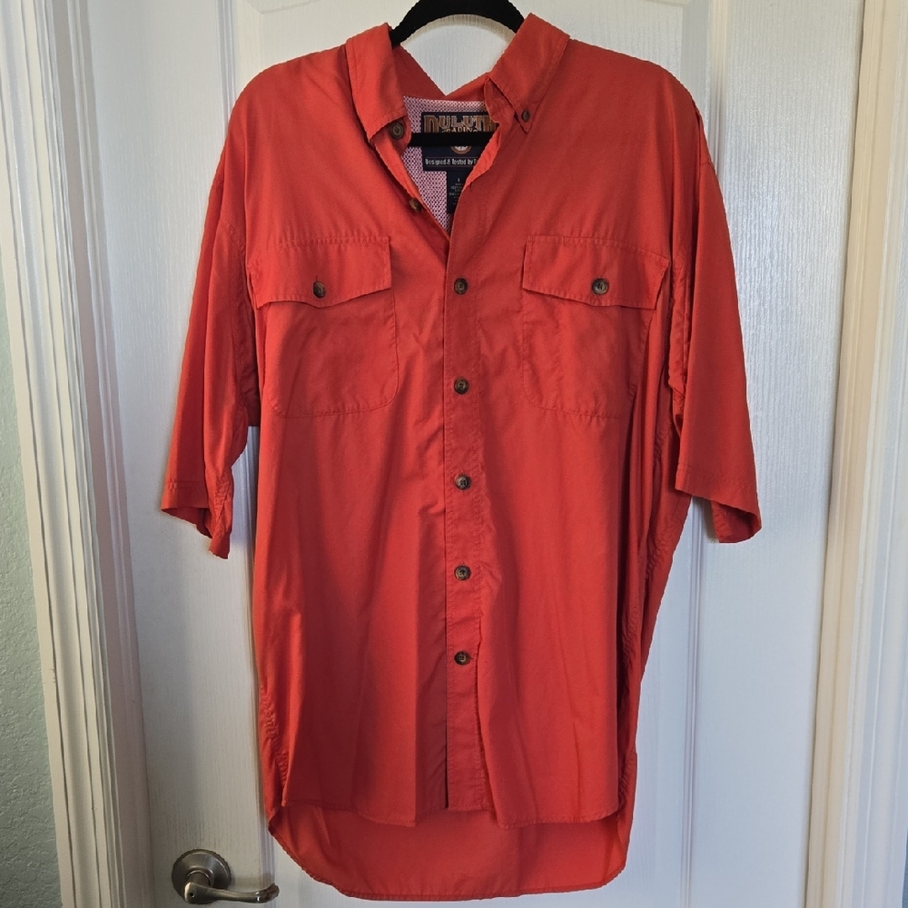 Duluth Trading Mens Sport Outdoor Fishing Vented Short Sleeve Shirt Size L - VGC